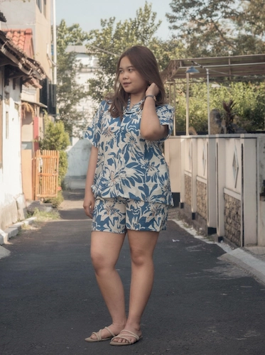 Lavenza One Set - Motif Bunga Biru 